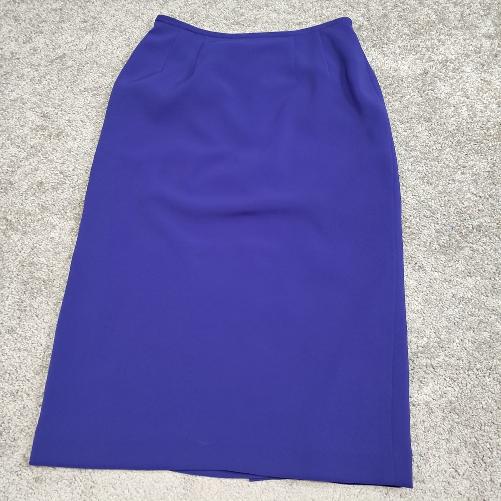 Kasper Petite Royal Blue Pencil Skirt Size 2P Lined Back Vent Professional Wear